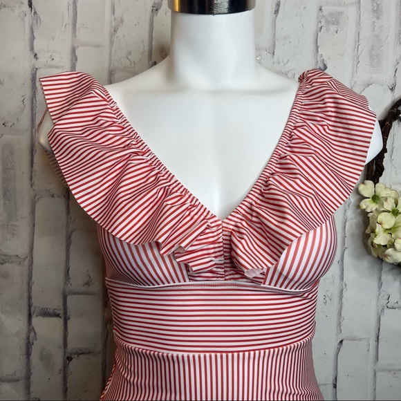 AAVA ONE PIECE RUFFLE Candy Striped SWIM SUIT - Picture 3 of 8